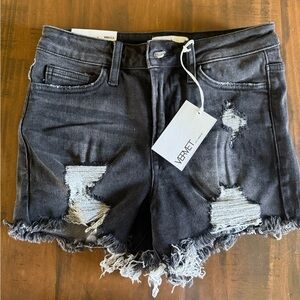 Women's Black Distressed Denim Shorts